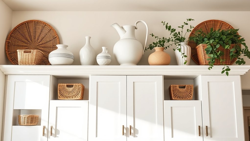 above cabinet decorative storage