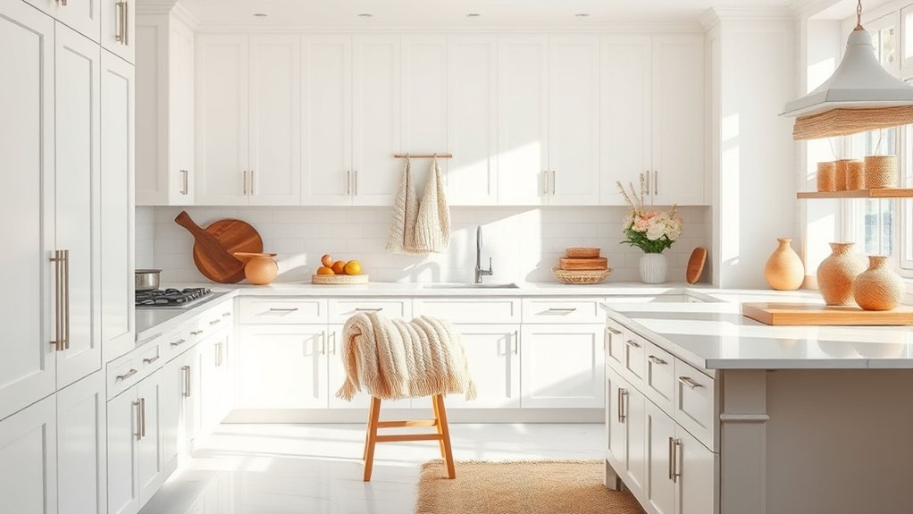 cozy textiles enhance white kitchens