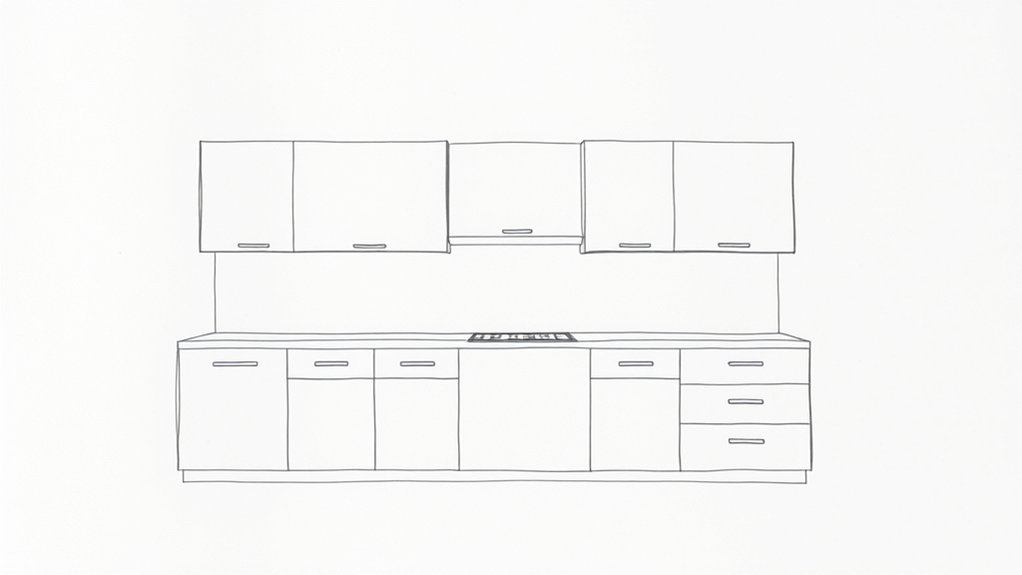 draw simple kitchen cabinet outlines