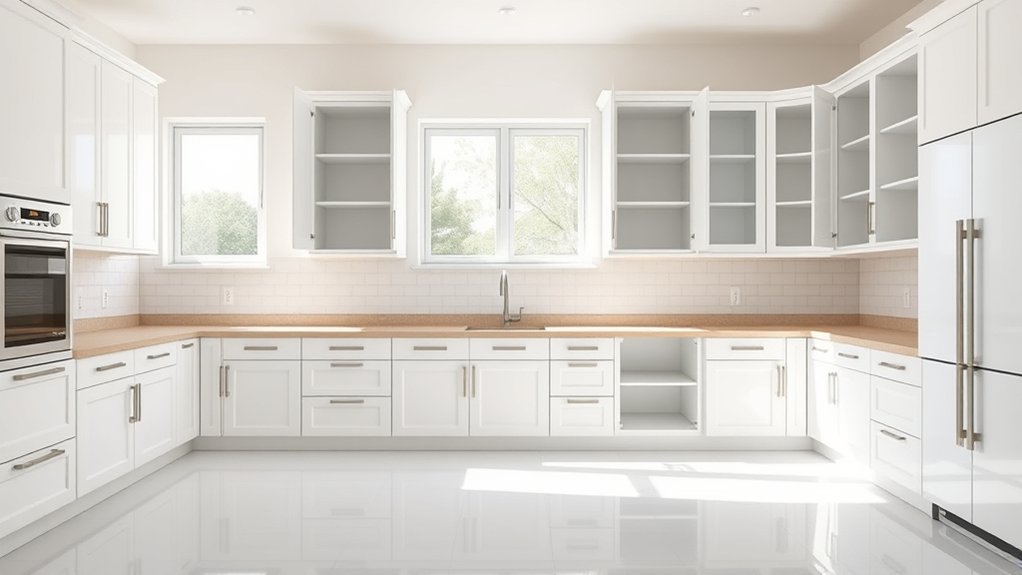 empty cabinets and protect surfaces