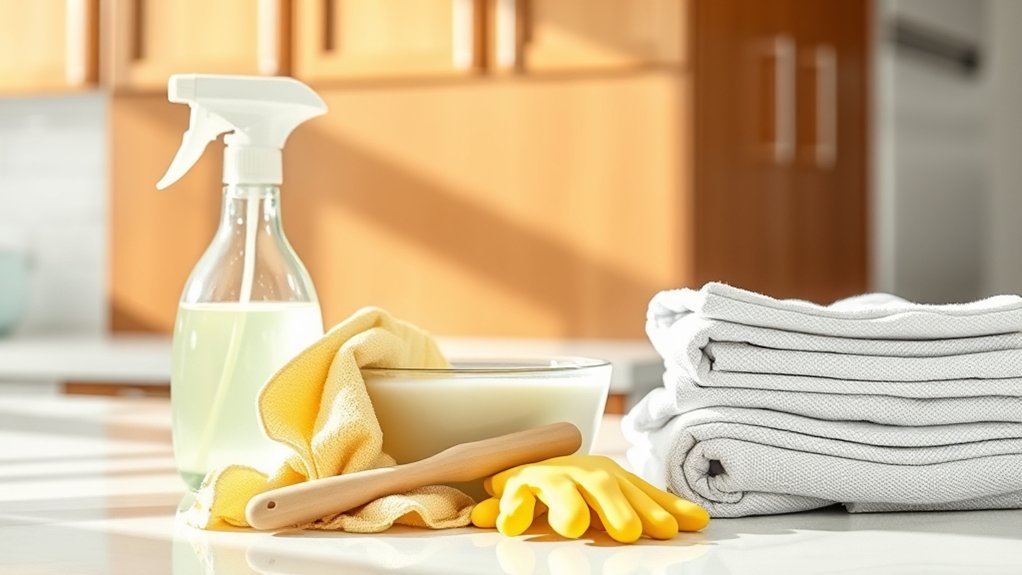 How to Clean Grease From Kitchen Cabinets in 7 Simple Steps 2 gather cleaning supplies first