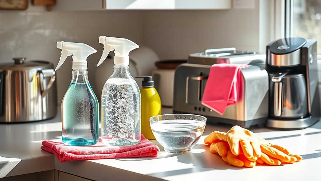 How to Clean Kitchen Appliances in 10 Easy Steps 2 gather cleaning supplies organized