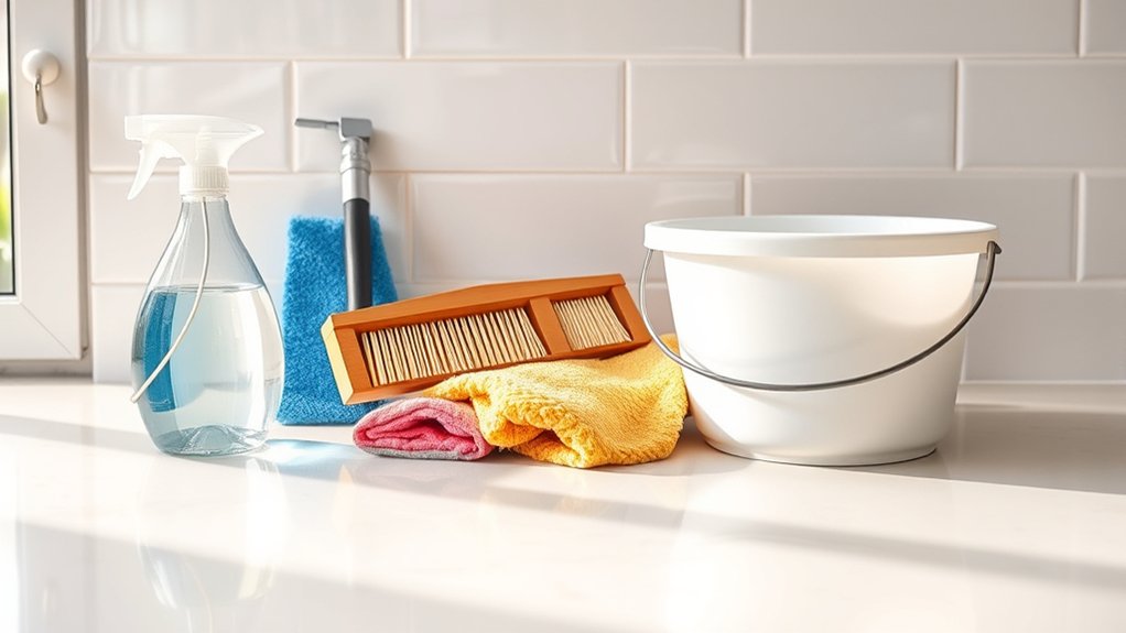 How to Clean Kitchen Tiles in 3 Easy Steps 2 gather essential tile cleaning tools