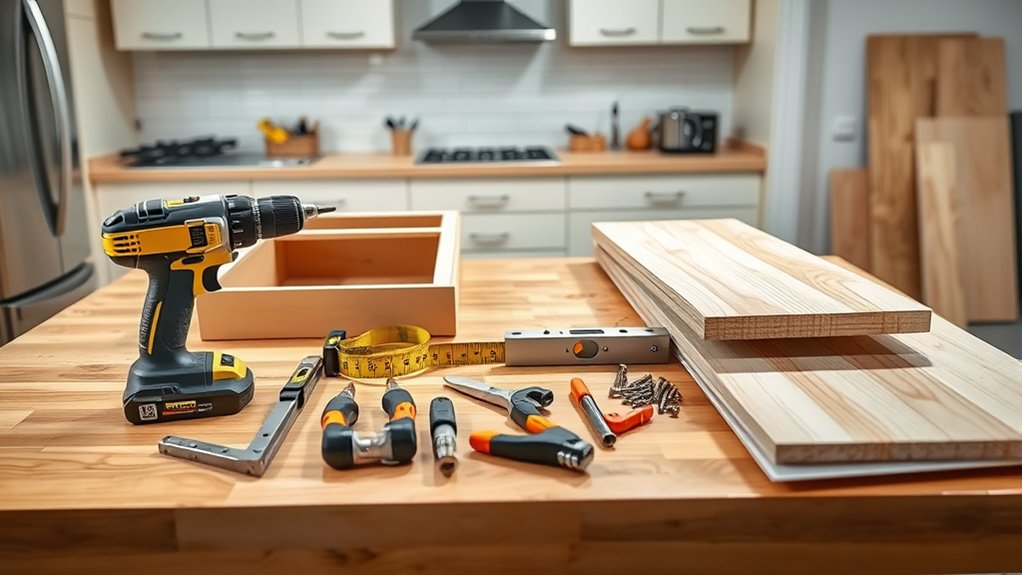 gather tools and cabinet supplies