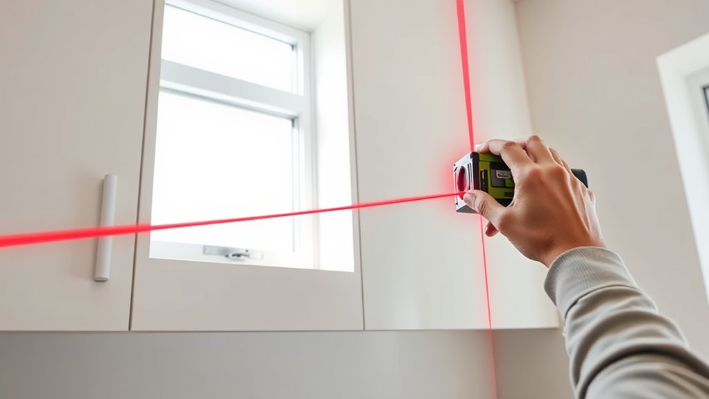 How to Hang Kitchen Cabinets in 5 Easy Steps 4 level wall and measure accurately