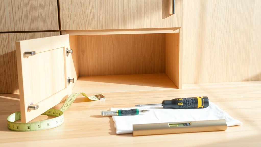 How to Measure Kitchen Cabinets in 3 Easy Steps 2 prepare tools clear cabinets