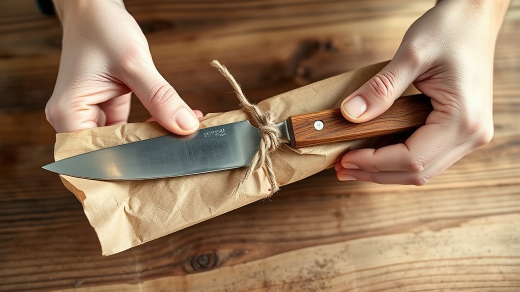 wrap knives securely safely
